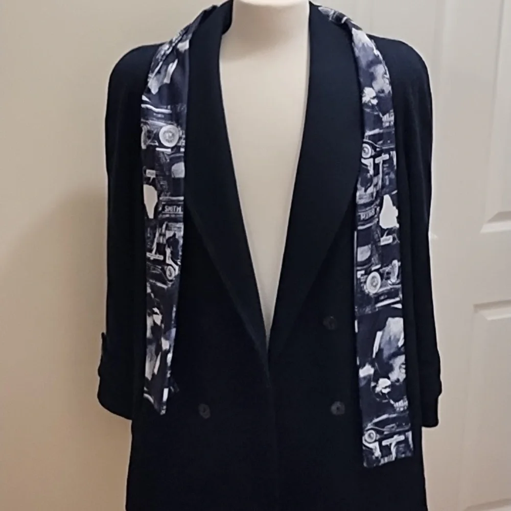 Alorna Dark Blue Wool Coat With Scarf - Picture 11 of 12